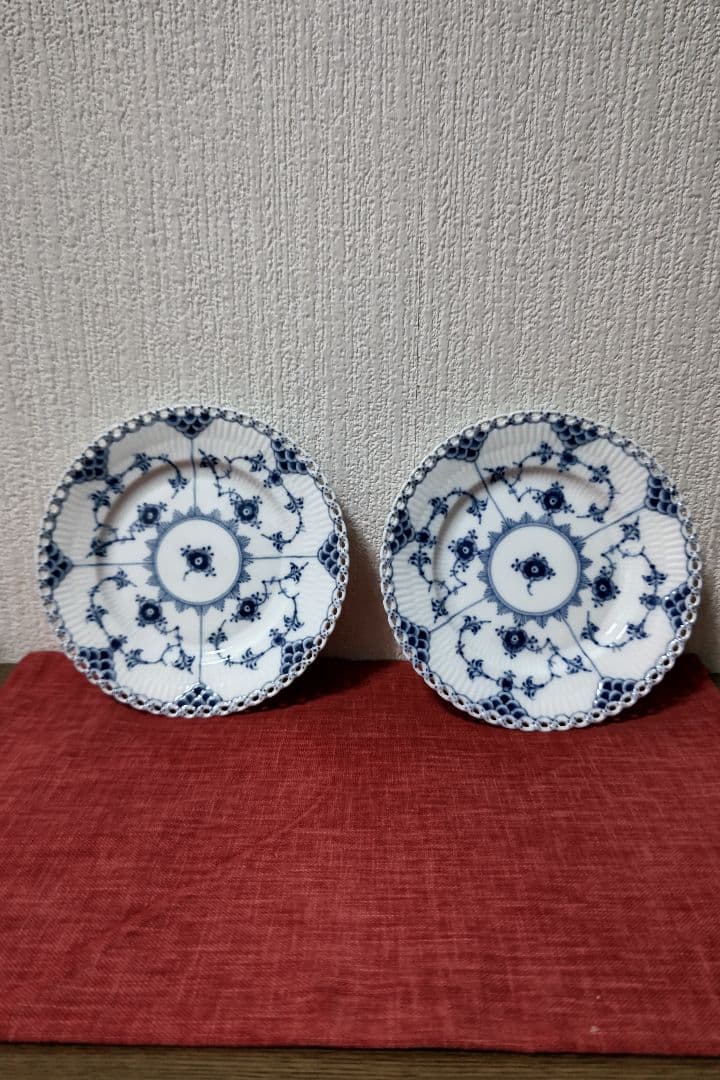 ロイヤルコペンハーゲン　ブルーフルーテッド　フルレース　小 皿 2枚　お値下げ可 ブルーフルーテッド フルレース プレート ダブルレース 21cm|ロイヤル