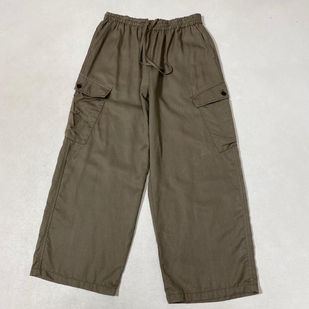 PUAL CE CIN 麻テンセルツイルカーゴパンツ イージーワイドパンツ テンセルコットンツータックパンツ | PUAL CE CIN(ピュアルセシン