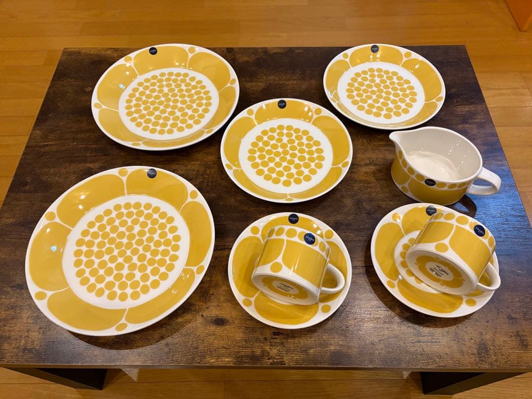 スンヌンタイ　イエロー　9点　お得セット スンヌンタイ ティーカップ＆ソーサー 280cc オーブン 電子レンジ 食洗