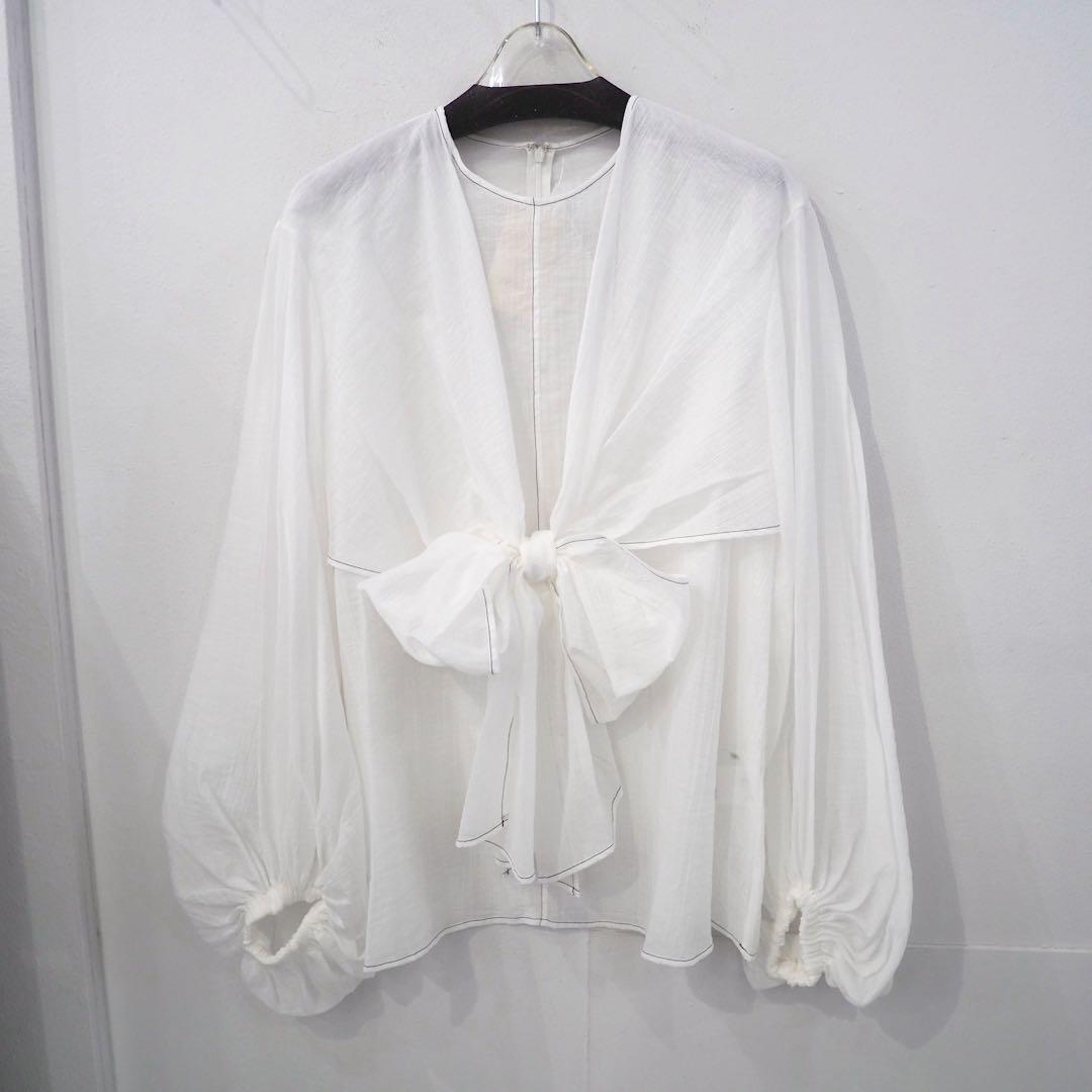 新品 定価29700円 ウィムガゼット 25ss 春夏 フロント リボンブラウス