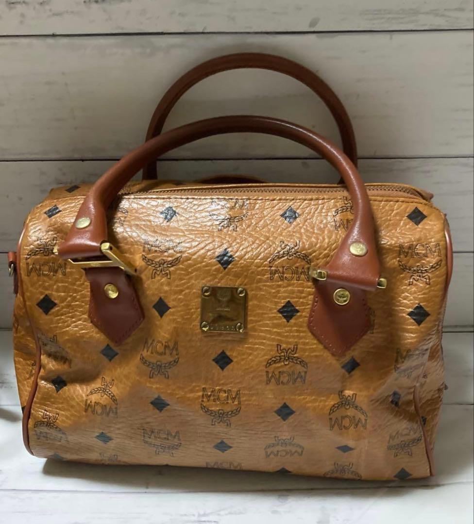 MCM レザーボストンバッグ 中型 ブラウン その他のブランド その他のブランド MCM ミニボストンバッグ バッグ