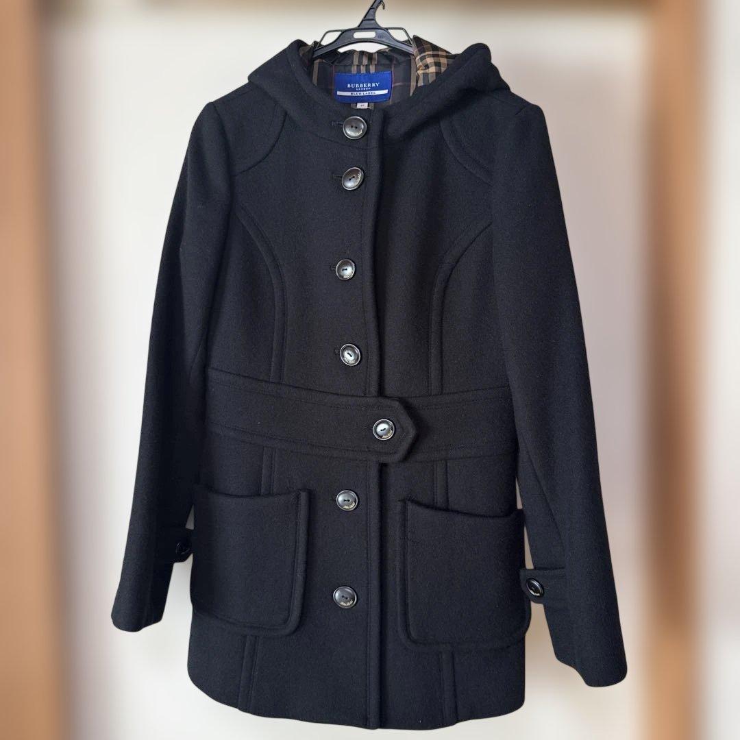 BURBERRY BLUE LABEL フードつきコート 40サイズ ブラック Burberry Blue Label Fur Detail Trench Coat – Vintage
