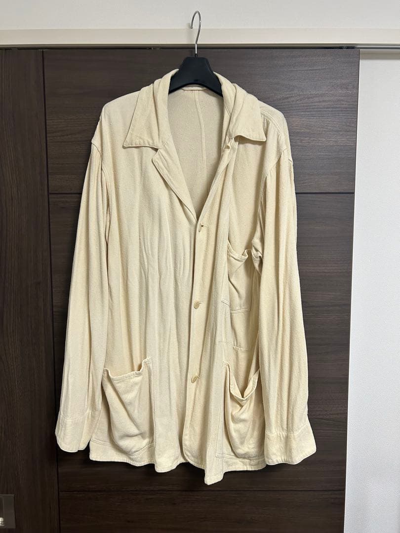 comoli シルクネップ　1938ジャケット　24SS COMOLI シルク 1938 ジャケット, Ecru – Navyblue