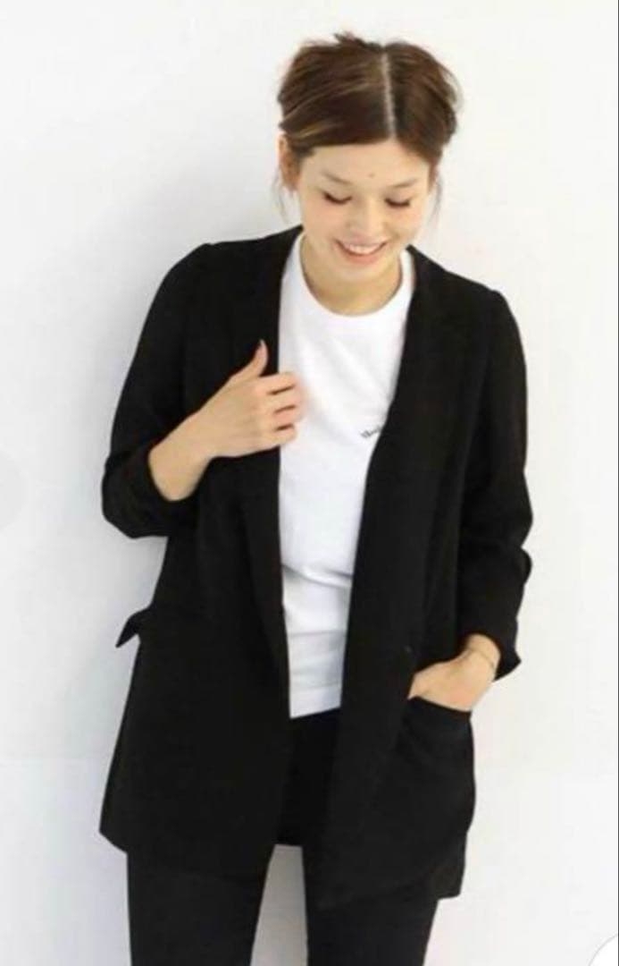 Deuxieme Class ジョーゼットジャケット　ブラック トリアセジョーゼット ジャケット（その他アウター）｜Deuxieme Classe