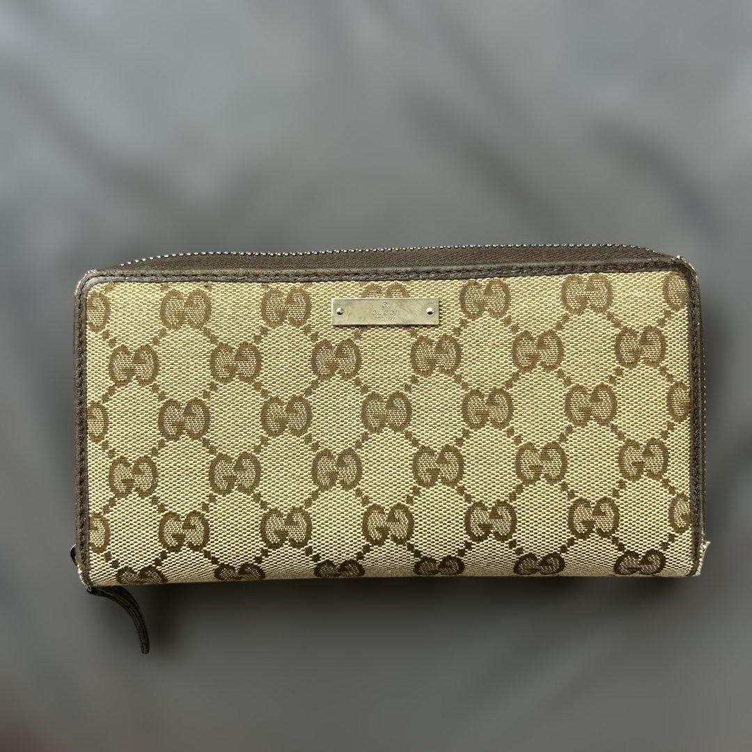 GUCCI GGパターン 長財布 ベージュ×ブラウン - メルカリ