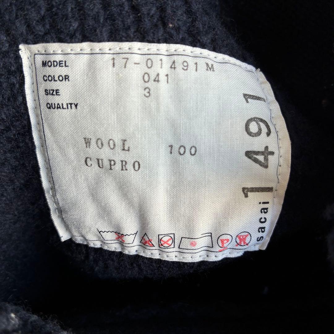 sacai サカイ 長袖フリンジニット ダークネイビー サイズ3 - メルカリ