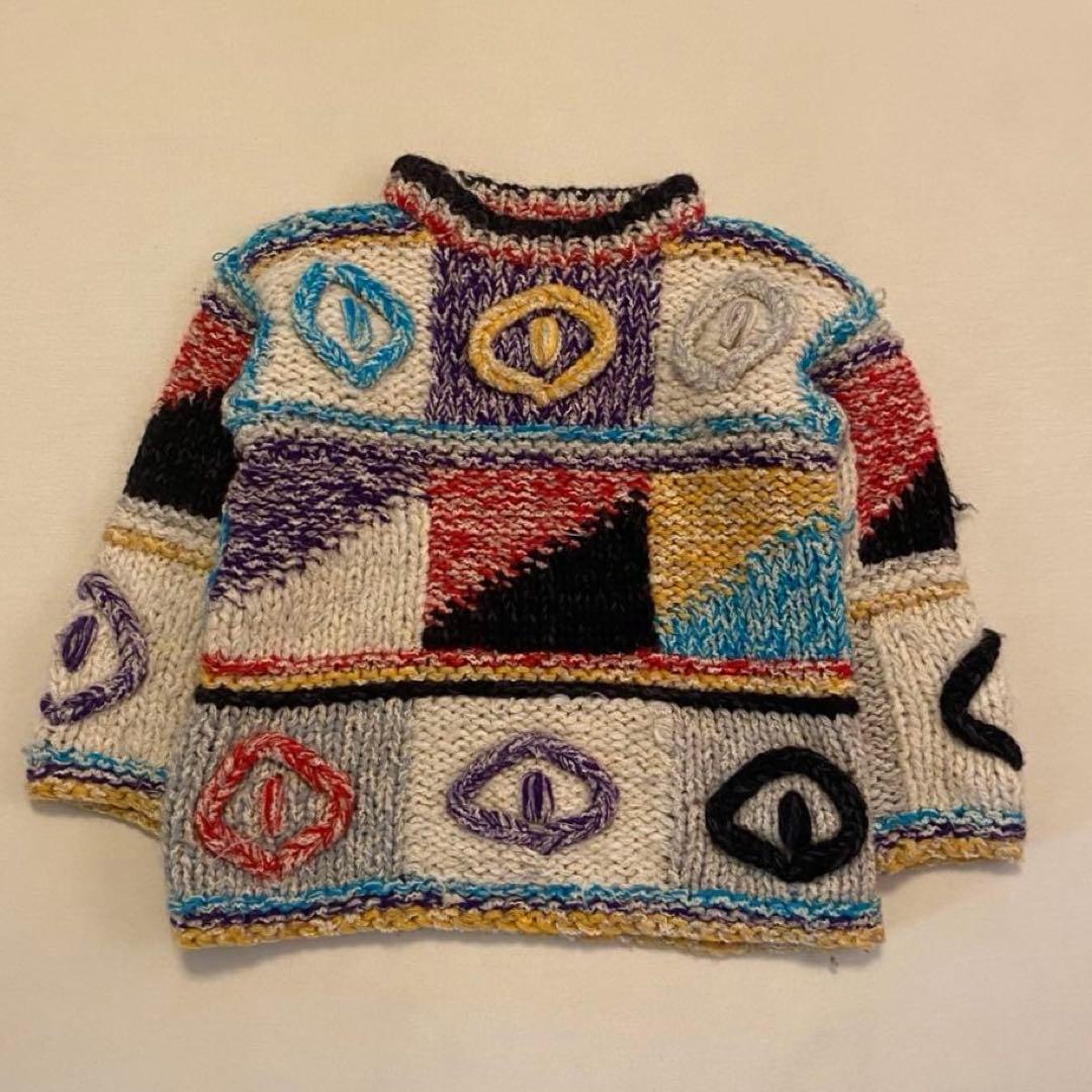 山本寛斎KANSAI YAMAMOTO ウールセーター 顔タグ ヴィンテージ　目 山本寛斎KANSAI YAMAMOTO ウールセーター 顔タグ ヴィンテージ - メルカリ