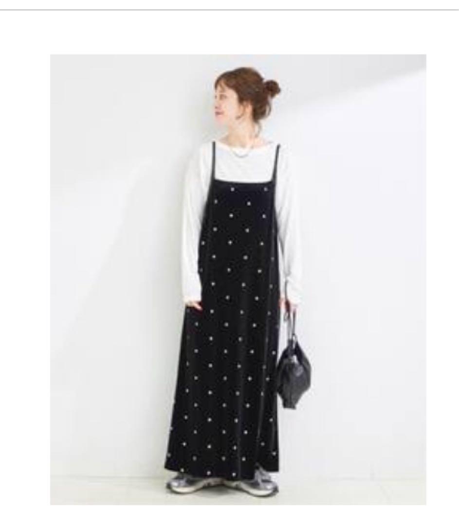 ベロアフラワー刺繍ワンピース B.C STOCK｜《追加4》【WEB限定】手洗い可 / ベロアフラワー刺繍