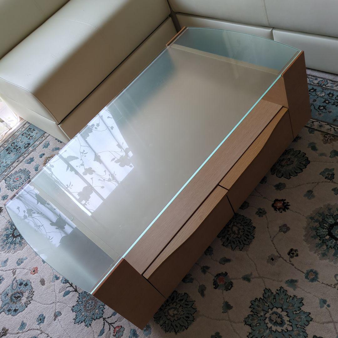 大塚家具：モダンセンターテーブル ガラス・木材製 GMFK726○IDC大塚家具 リニュー ガラステーブル センターテーブル