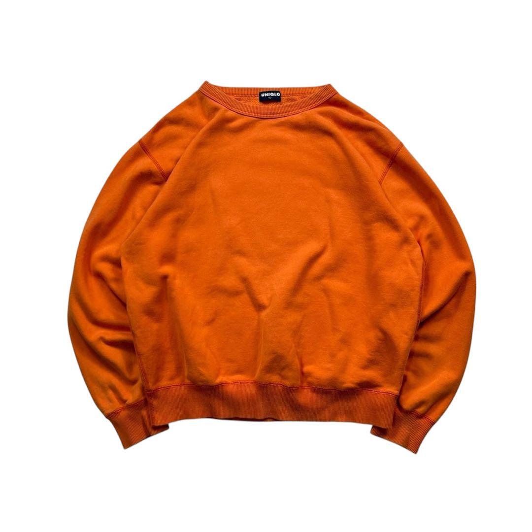 90s old UNIQLO スウェット オレンジ 紺タグarchive y2k - メルカリ