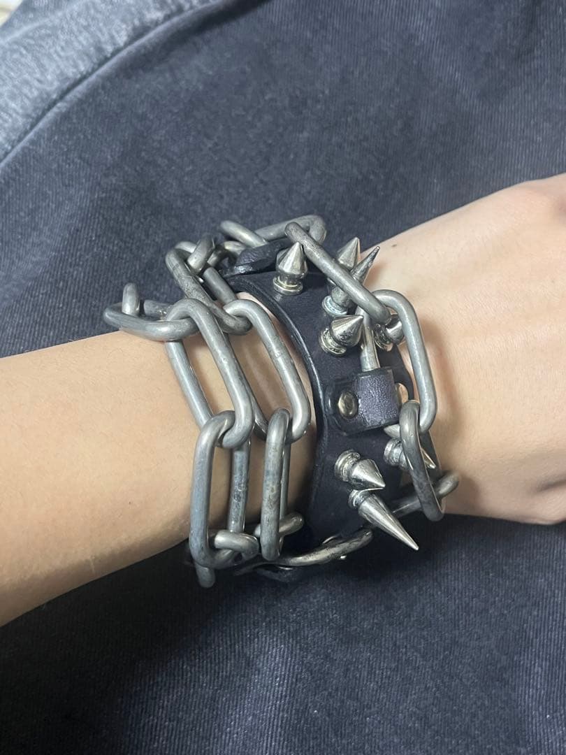 ginzi leather chain band bracelet punk 棘 アクセサリー ginzi leather chain band bracelet punk ginzi leather