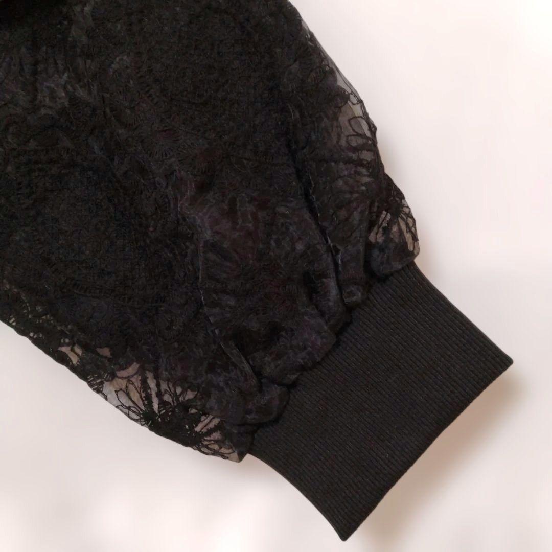 新品】ヤマダヤ Vin ダブルジップチュールレースブルゾン ブラック