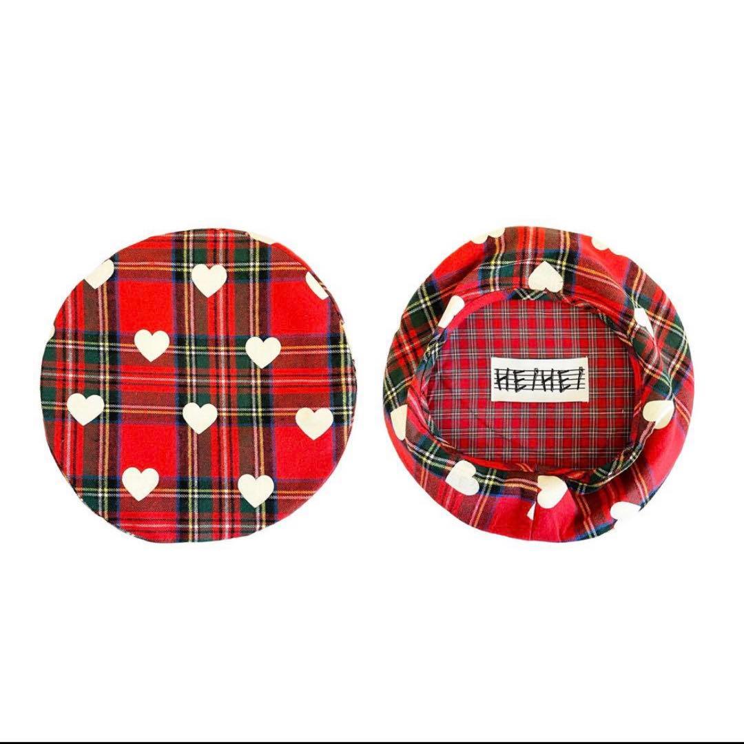 HEIHEI HEIHEI ハートチェックベレー帽 RED