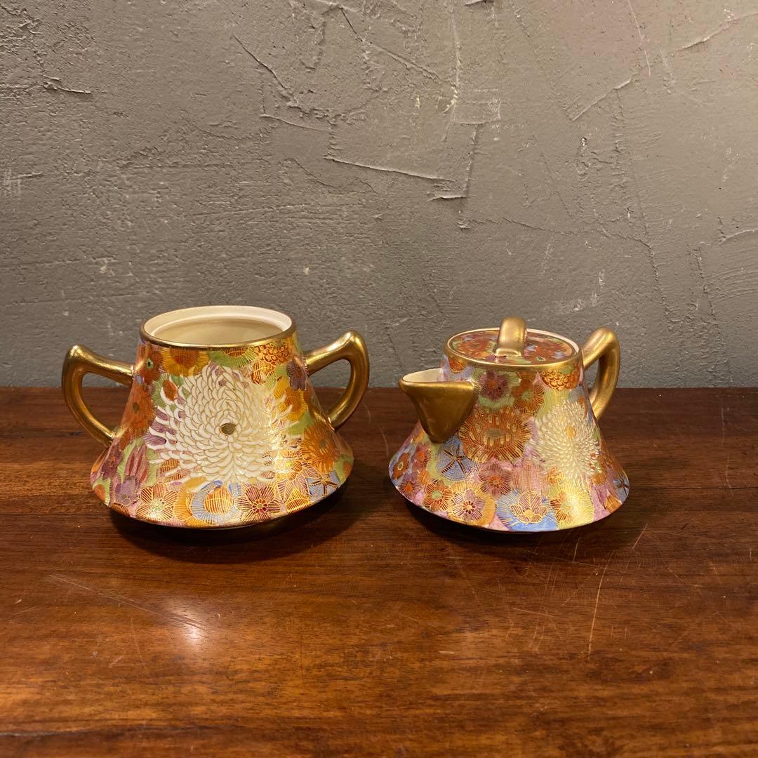 薩摩焼 明治 アンティーク 金蘭手まとめ売り カップ&ソーサー 骨董品