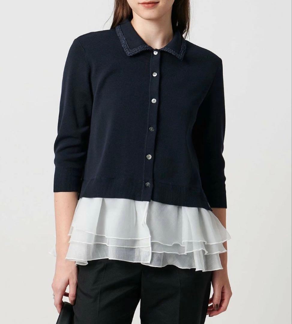 い**様 UNITED ARROWS レディーポロコンビニットウォッシャブル UNITED ARROWS レディー ポロコンビ ニット ウォッシャブル （NAVY