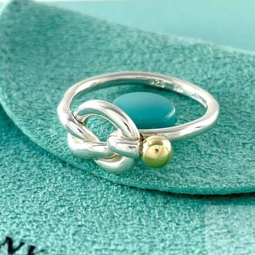 オールドティファニー 14.5号 ラブノット コンビ リング YC2fe オールドティファニー ラブノット リング | シルバーxゴールド