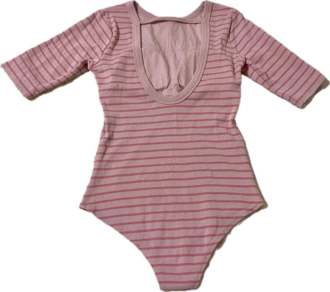 ALEXIA STAM Open Back Stripe Bodysuit - メルカリ