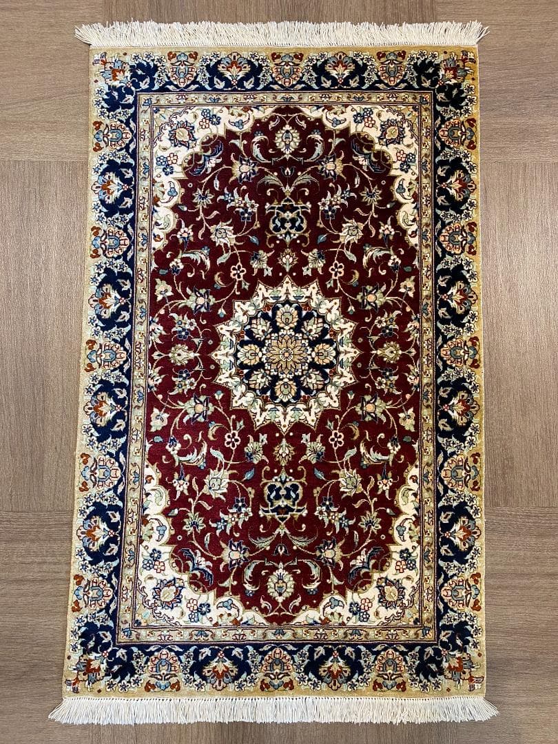 シルク ペルシャ絨毯 クム産 高品質 93x57cm 手織り ラグ 玄関マット ペルシャ絨毯 クム産 シルク手織り 80×112cm ＃18386 | ラグマット