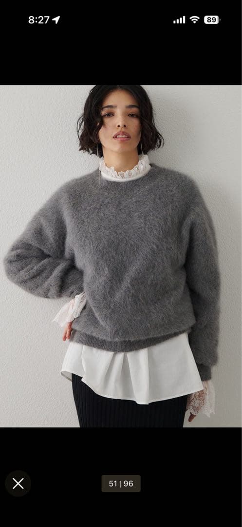 【美品】Whim Gazetteファークルーネックプルオーバー　グレー ウィムガゼット Whim Gazette ファークルーネックプルオーバー （gray