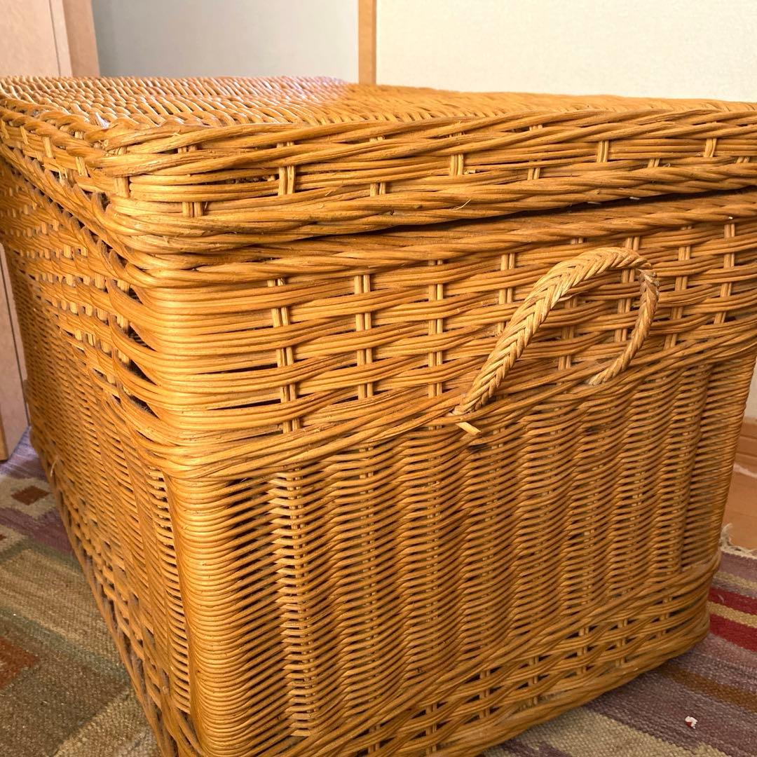 コロニアルチェック ラタンバスケット