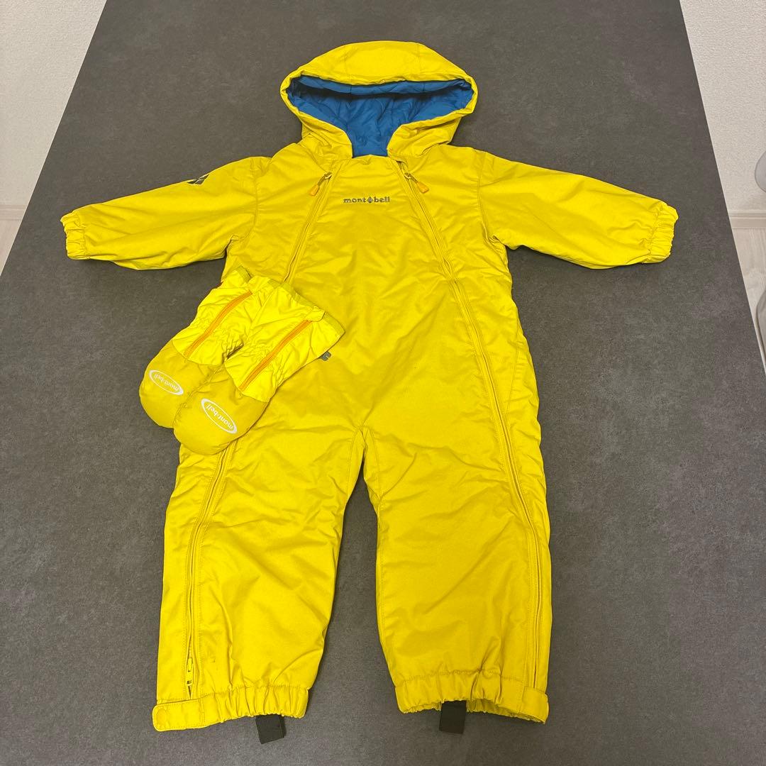 mont-bell 子供用スキーウェア イエロー　80 mont-bell モンベル キッズ スキーウェア スノーウェア つなぎ 黄色