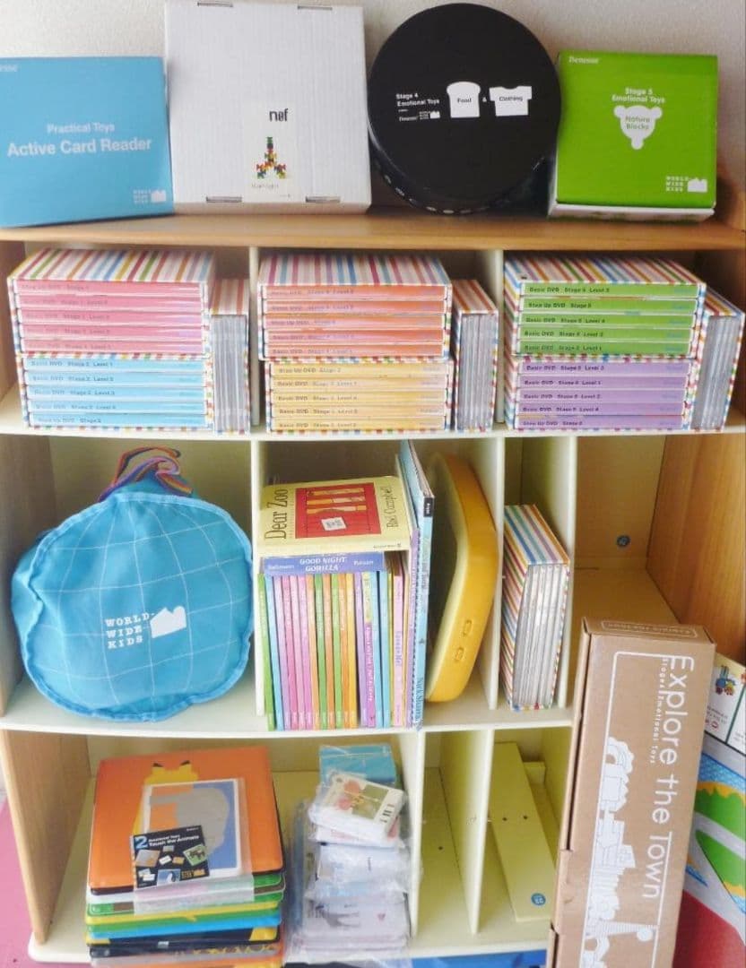 ワールドワイドキッズ幼児向け教育用DVD・絵本セット ワールドワイドキッズ DVD CD、絵本セット、親用冊子6冊、 おまけ付き