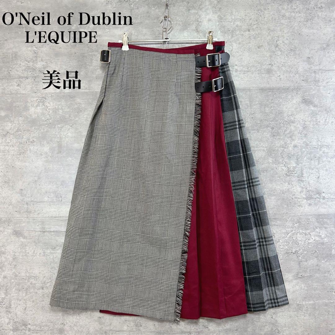 美品　オニールオブダブリン レキップ別注 ラップスカート チェック プリーツ O'NEIL of DUBLIN（オニールオブダブリン） WRAP SKIRT ウール タック