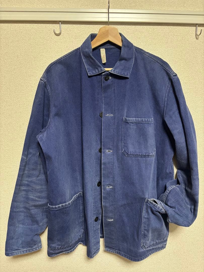 年代不明　ユーロワークジャケット　デニム生地 1970s-80s EURO Cotton Twill Work Jacket Navy Mens-M – ataco garage