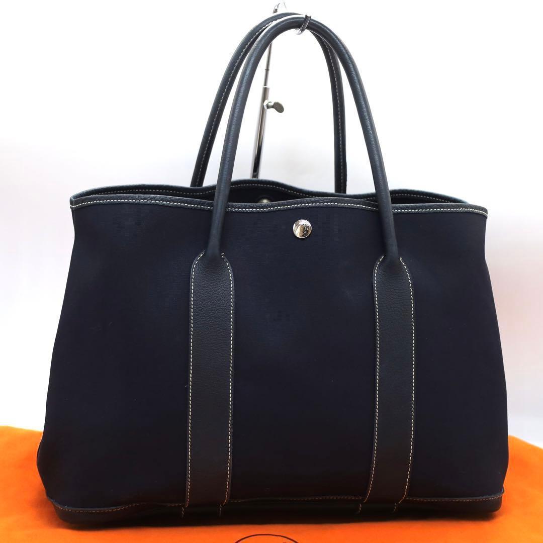 【美品❗✨】エルメス ガーデンパーティーPM トートバッグ ネイビー　紺 ガーデンパーティー エルメス HERMES ハンドバッグ ガーデンパーティ