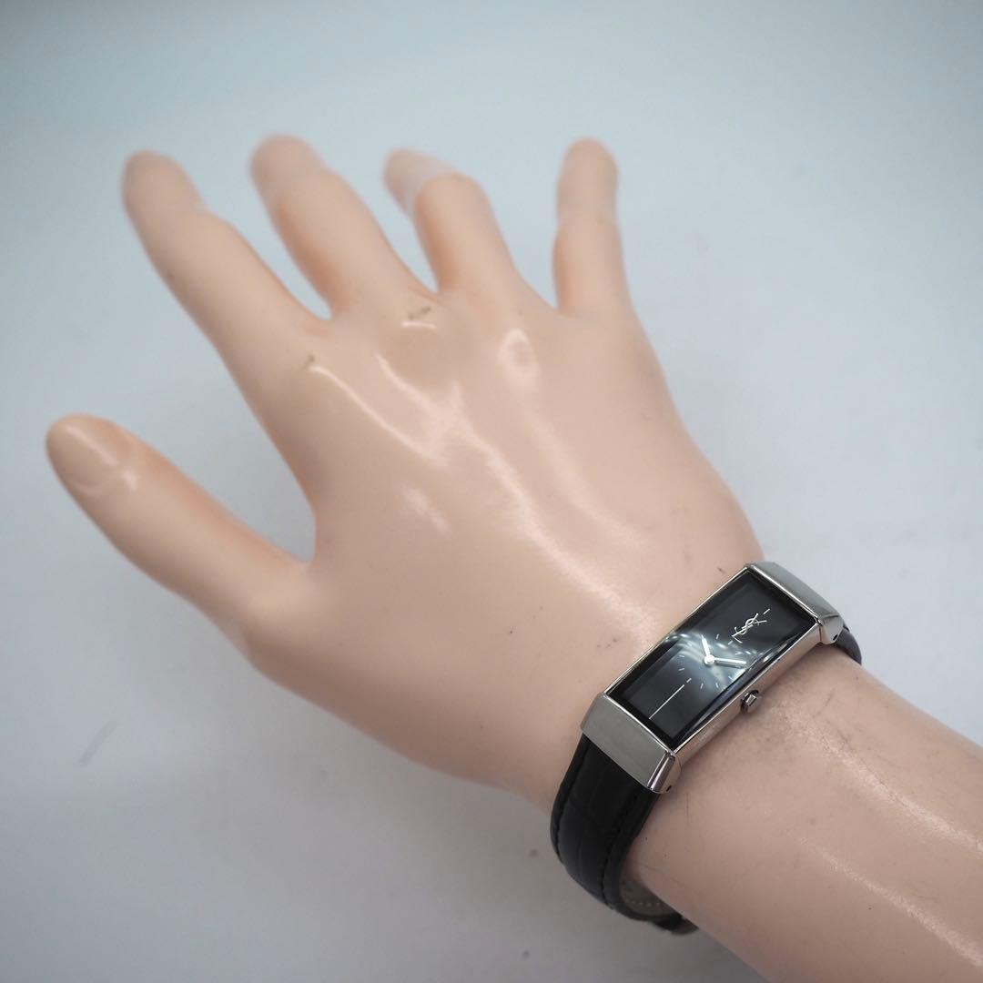 専用45【美品】イヴサンローラン 時計 カットガラス ブラック スクエア