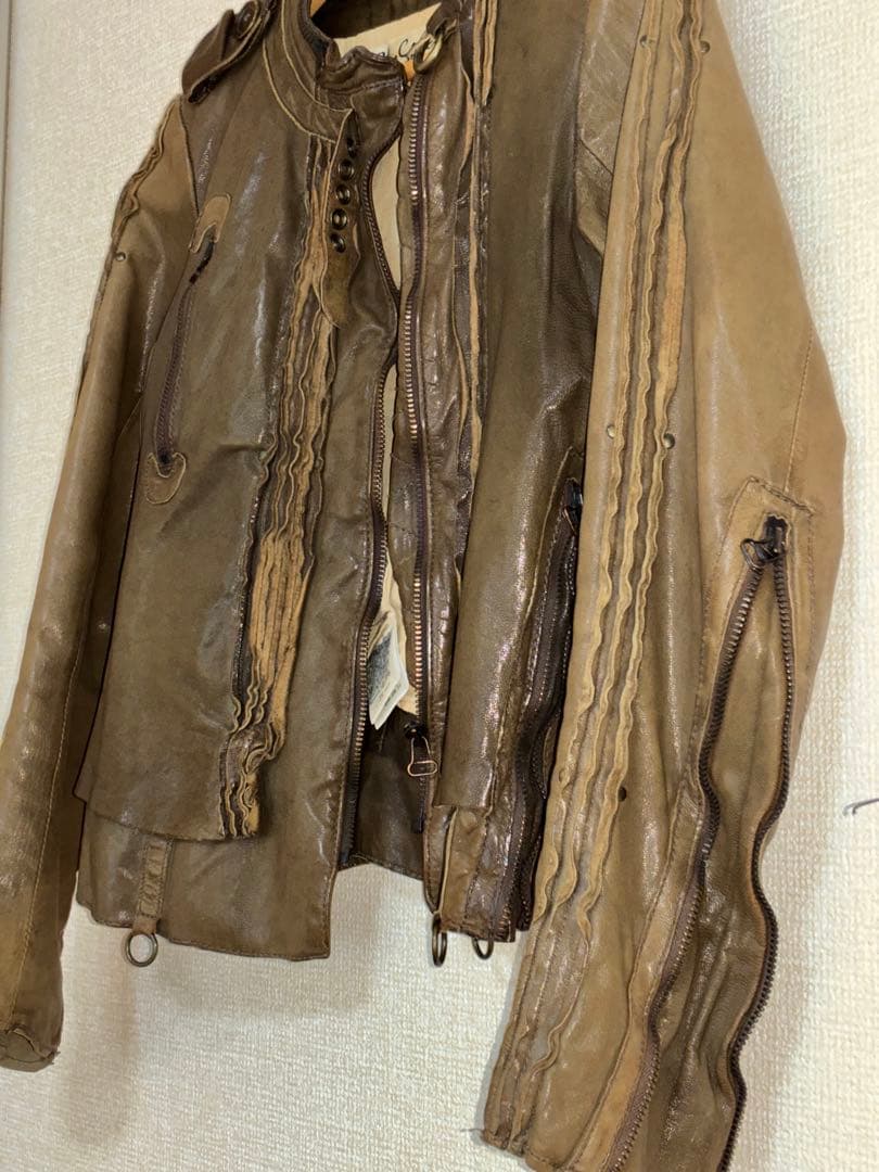 @*s様 “ヴィンテージ”レザーライダースジャケット （オリーブグリーン）