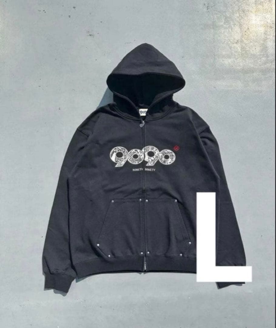 【即完】9090ジップパーカー　黒　L 即完】9090ジップパーカー 黒 L - メルカリ
