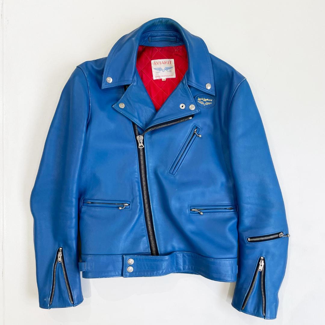 希少 666期 ルイスレザー サイクロン ライダース ブルー 36 ビンテージ