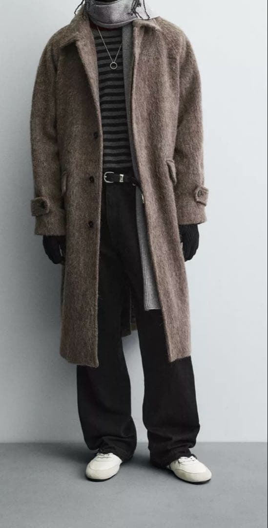 ZARA ザラ　ウール混紡 ブラウン ステンカラーコート　バルマカーン 中古・古着通販】ZARA (ザラ) MANTECOウールコート ブラウン サイズ:M