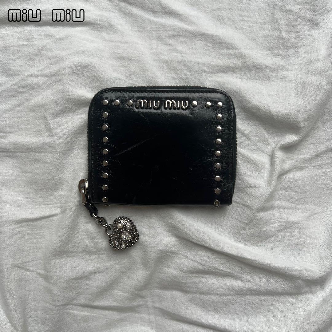 小物 miu miu heart charm leather coin case Leather bag charm Miu Miu Pink in Leather - 24561530