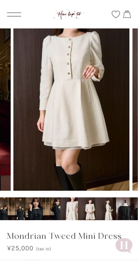 ワンピース Her lip to Mondrian Tweed Mini Dress Margaux Tweed Mini Dress