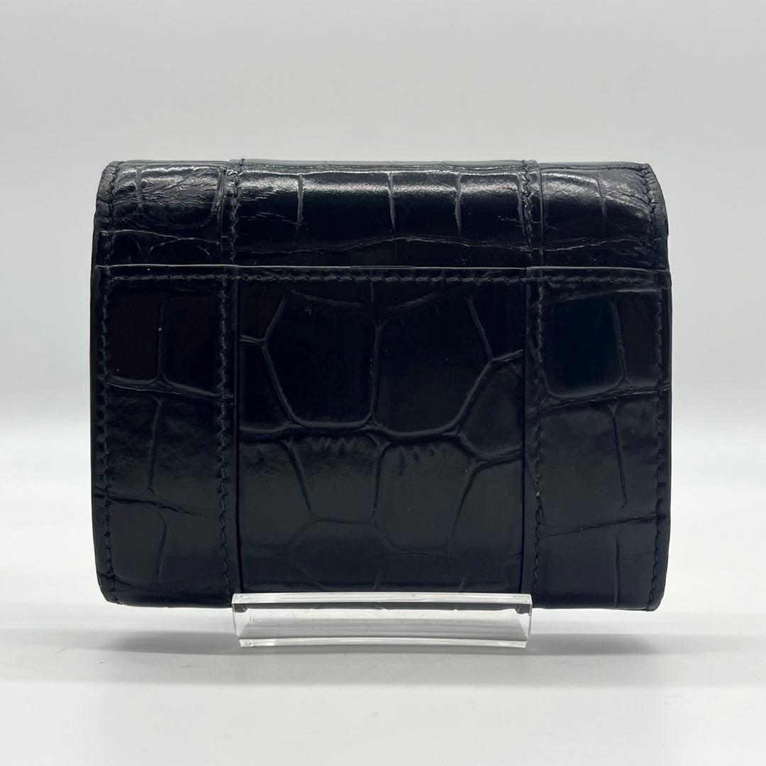 ✨美品✨バレンシアガ 三つ折り財布 コンパクト Bロゴ クロコ型押し