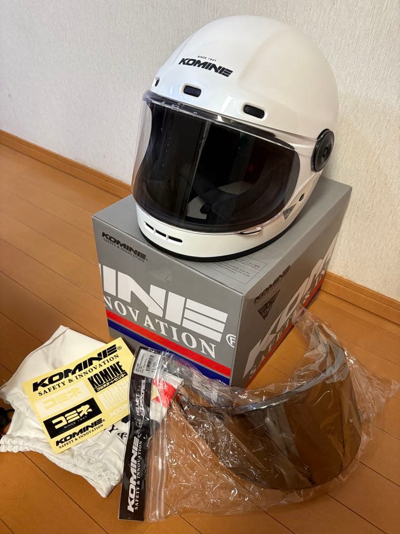 KOMINE コミネヘルメットHK-190パールホワイト HK-190 ネオレトロフルフェイスヘルメット パールホワイト - KOMINE