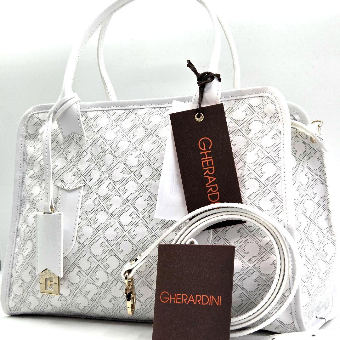 GHERARDINI ハンドバッグ 2way モノグラム レザー ソフティ 白 GHERARDINI ハンドバッグ 2way モノグラム レザー ソフティ 白 - メルカリ