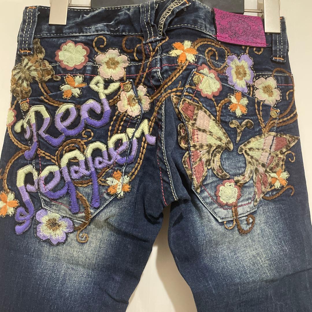 お*ん様 激レア　red pepper 豪華刺繍　ブーツカット　デニム　25 RED PEPPER レッドペッパー 25インチ 刺繍フレア ブーツカットY2K
