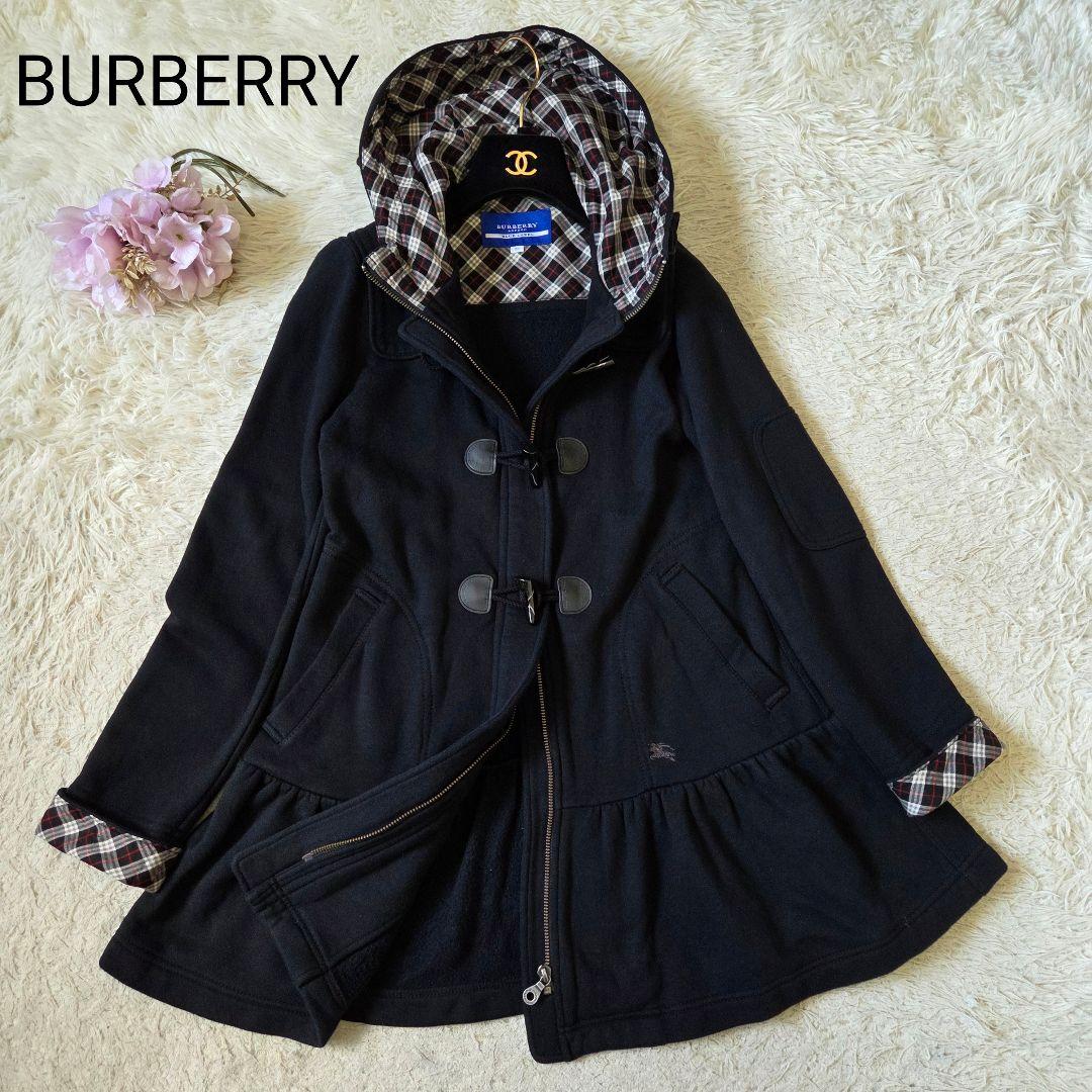 美品 バーバリー Aライン ダッフルコート ノバチェック サイズ M ブラック BURBERRY（バーバリー） メンズ コート ブランド ダッフルコート