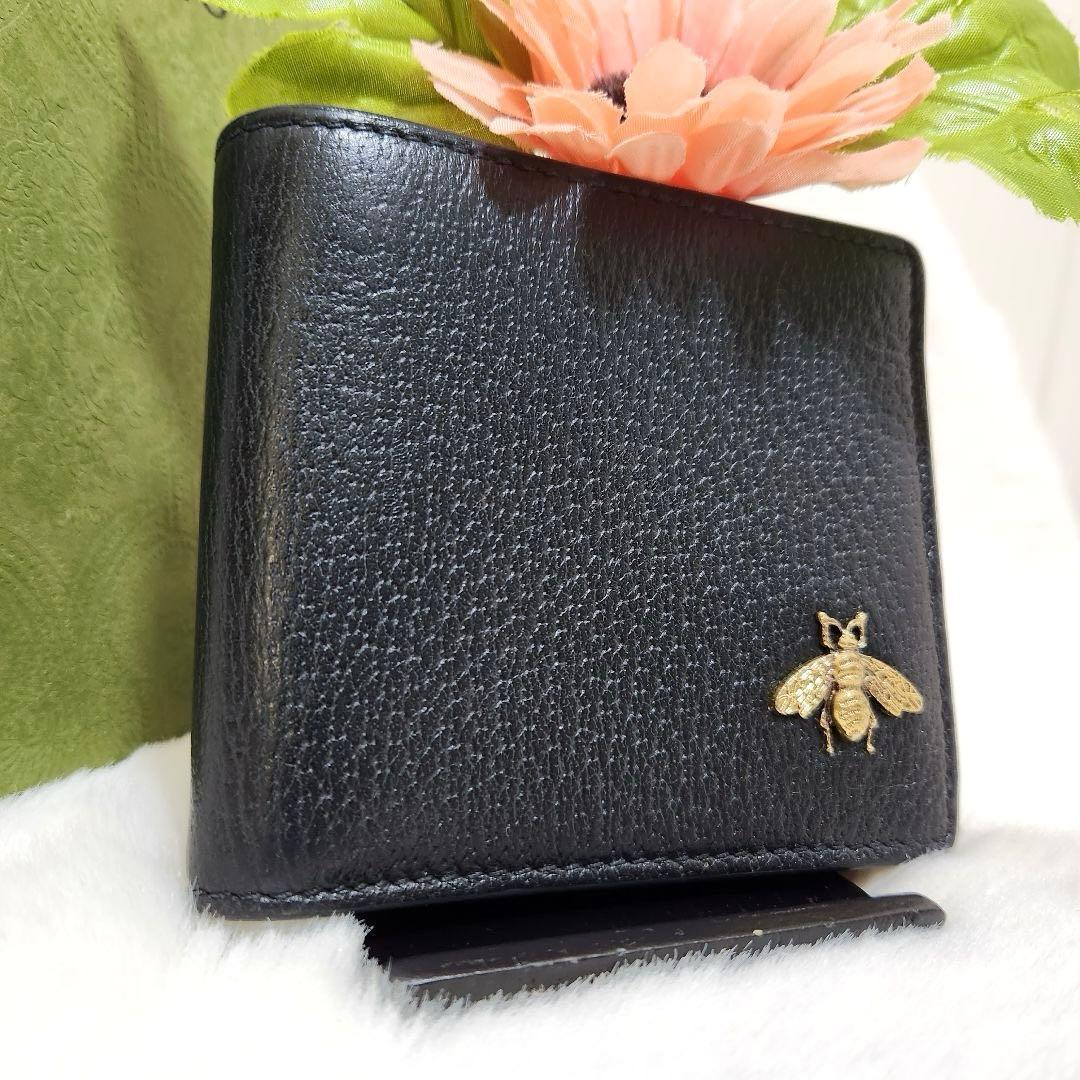 ✨極美品✨グッチ　二つ折り　小銭入れ　ケース　ビー　蜂　アニマエリ　黒 新品同様】GUCCI グッチ 二つ折り財布 アニマリエ ビー BEE ハチ 蜂