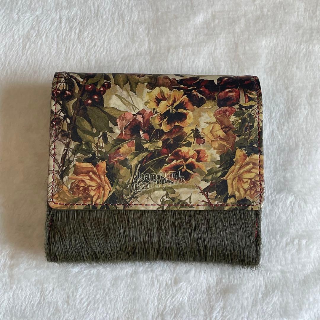 Jean Paul GAULTIER ジャンポールゴルチエ 財布 花柄 ハラコ 未使用】ジャンポール ゴルチエ ゴルチェ ニューローズ がま口 三