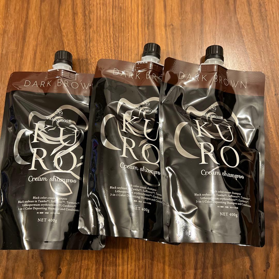 KUROクリームシャンプー 400g ダークブラウン　3パックセット KURO ダークブラウン クリームシャンプー 400g、1本で6役 - メルカリ