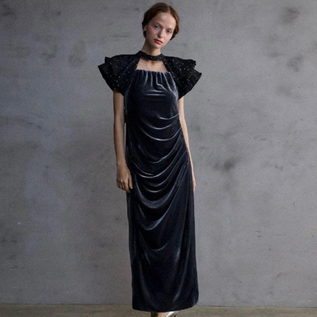 ANDRESD drape velour dress - メルカリ