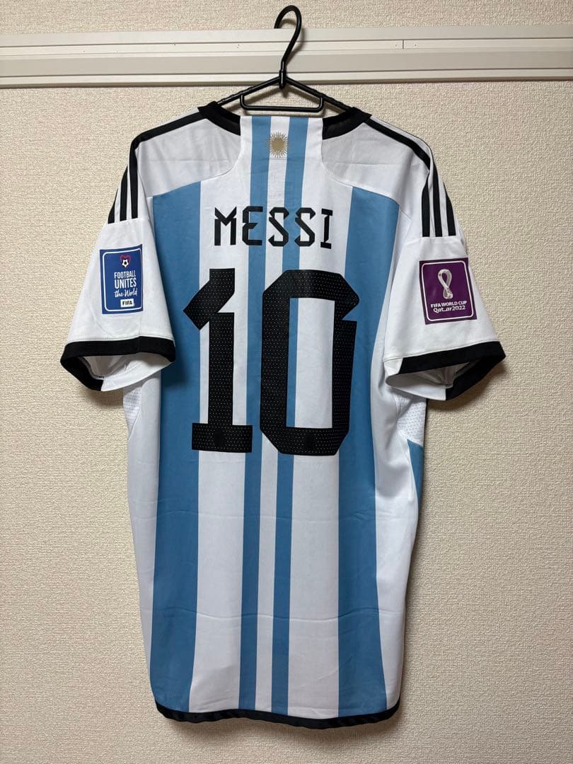 【タグ付き】メッシ 2022 W杯 フルパッチ 2XL アルゼンチン代表（H) 2022 W杯 FINAL マッチデイ付き＆ W杯パッチ