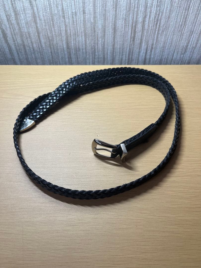 MBアイテム 三点尾錠　MBハイエンドレザーナローメッシュベルト　シルバー　S ついに再販！手編みメッシュで3点尾錠の高級仕様！MBハイエンドレザー