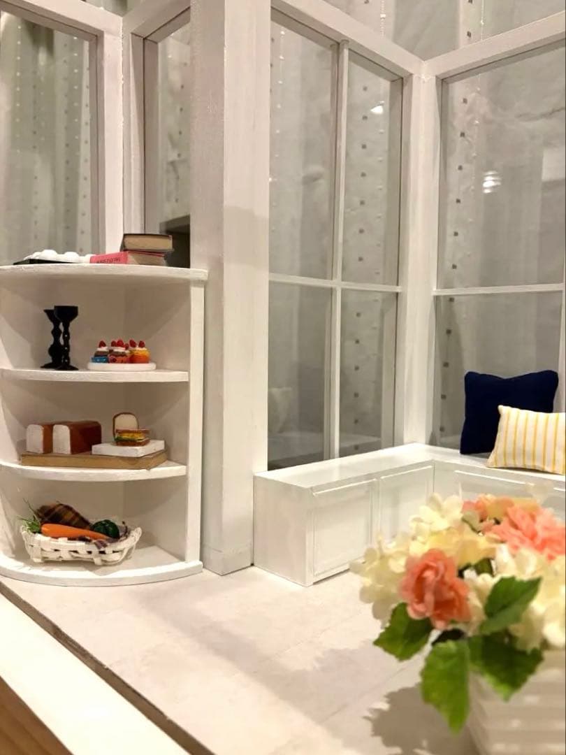 ドールハウス☆背景ボード☆ハンドメイド☆コーナールーム窓5面