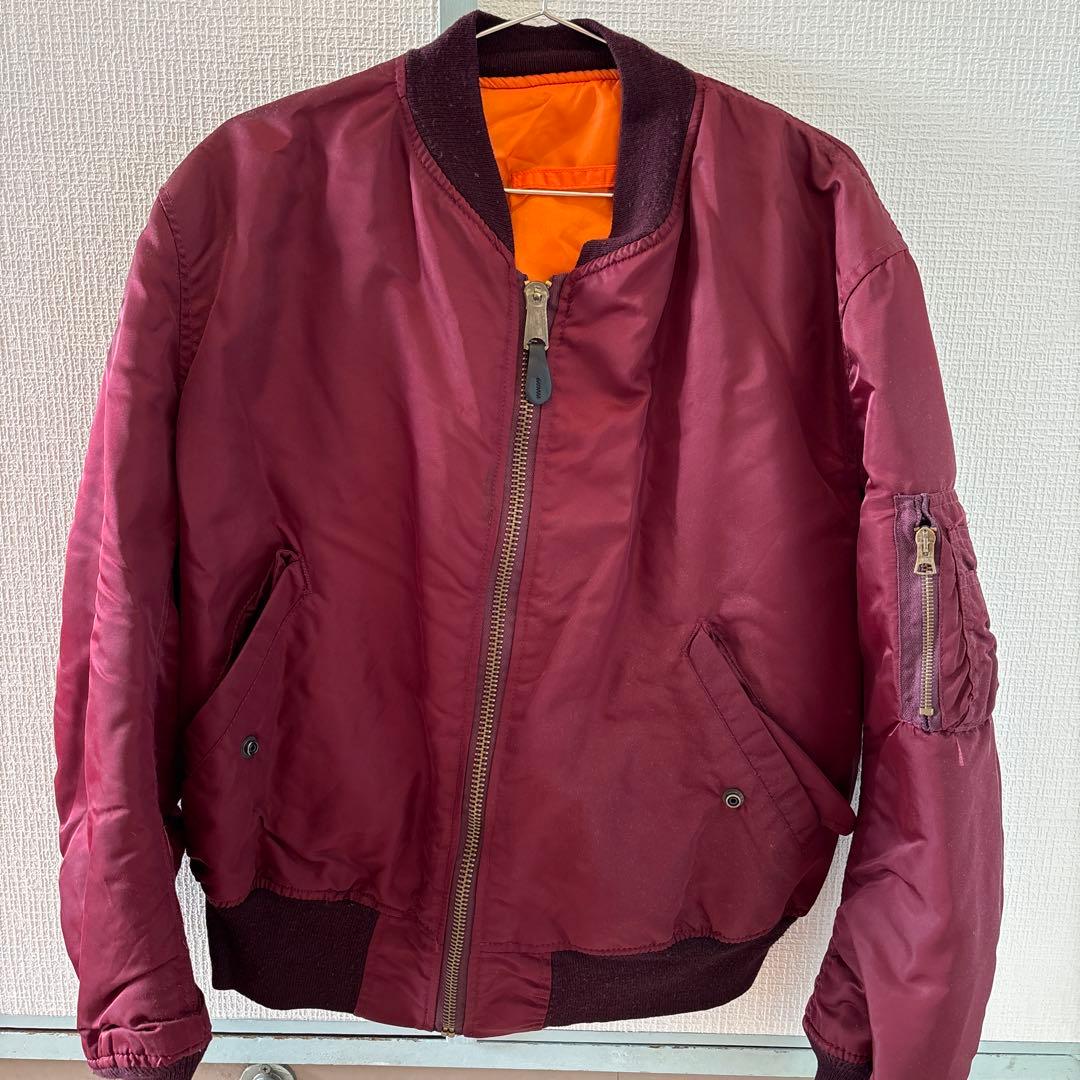 MA-1 フライトジャケット バーガンディ 希少XL Schott ショット MA-1 バーガンディ ALPHAジップ ミリタリー