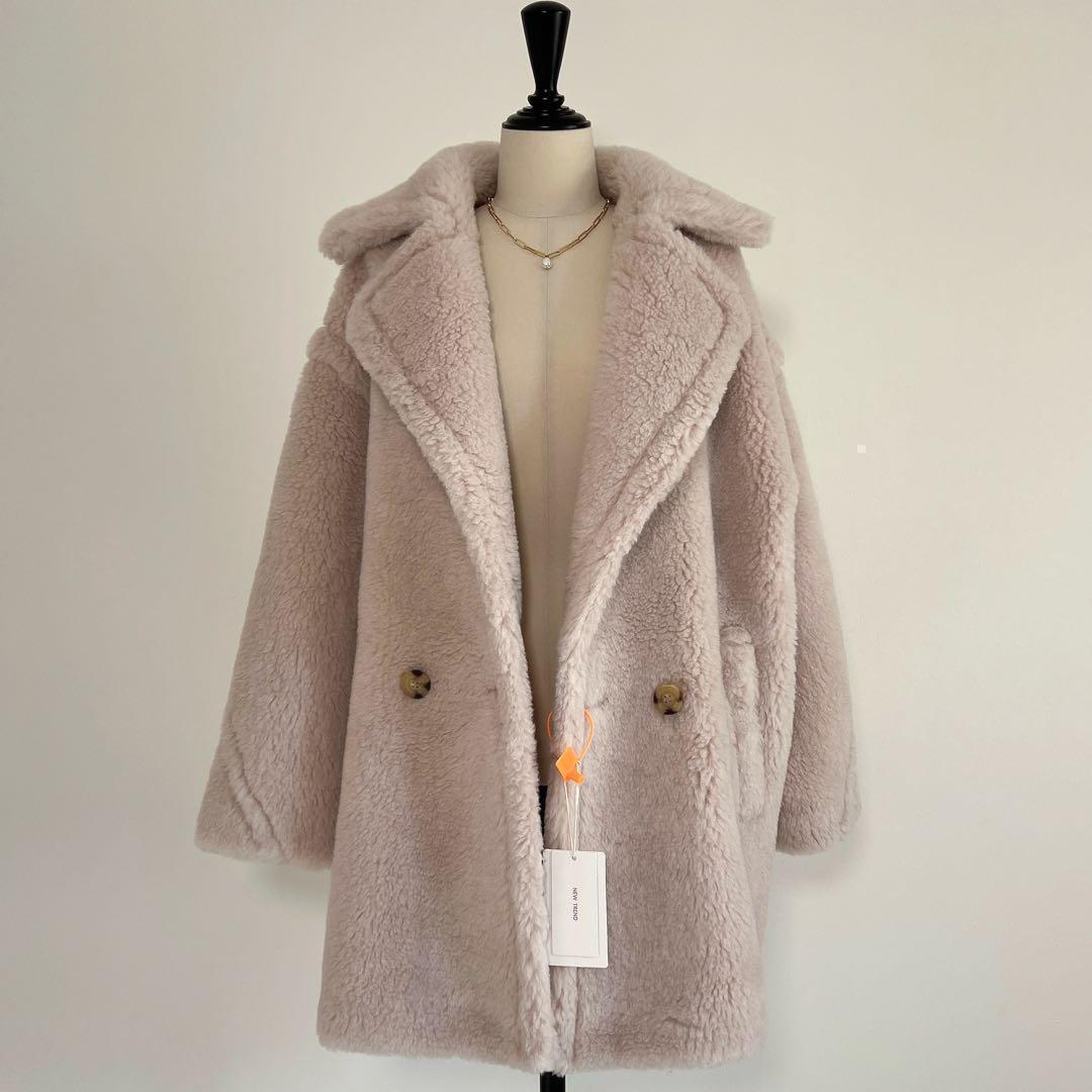 新品未使用 ベアミディアム丈 テディコート ライトベージュ 未使用 MAX MARA PRIMO テディベア コート マックスマーラ ベージュ